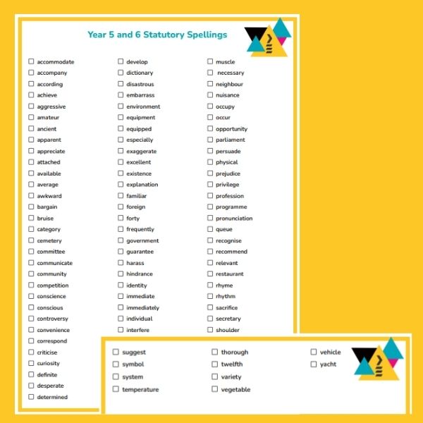 Spelling for year 5 and 6 children