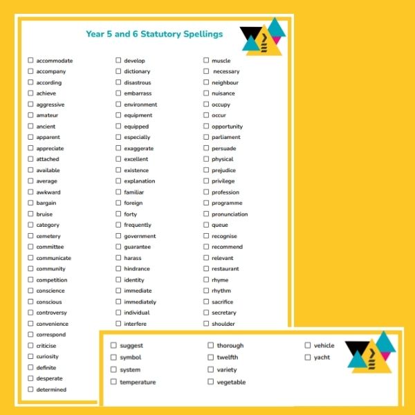 Statutory Spelling List Years 5 6 Next Steps